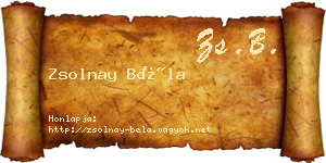 Zsolnay Béla névjegykártya