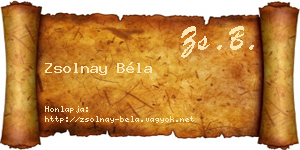 Zsolnay Béla névjegykártya